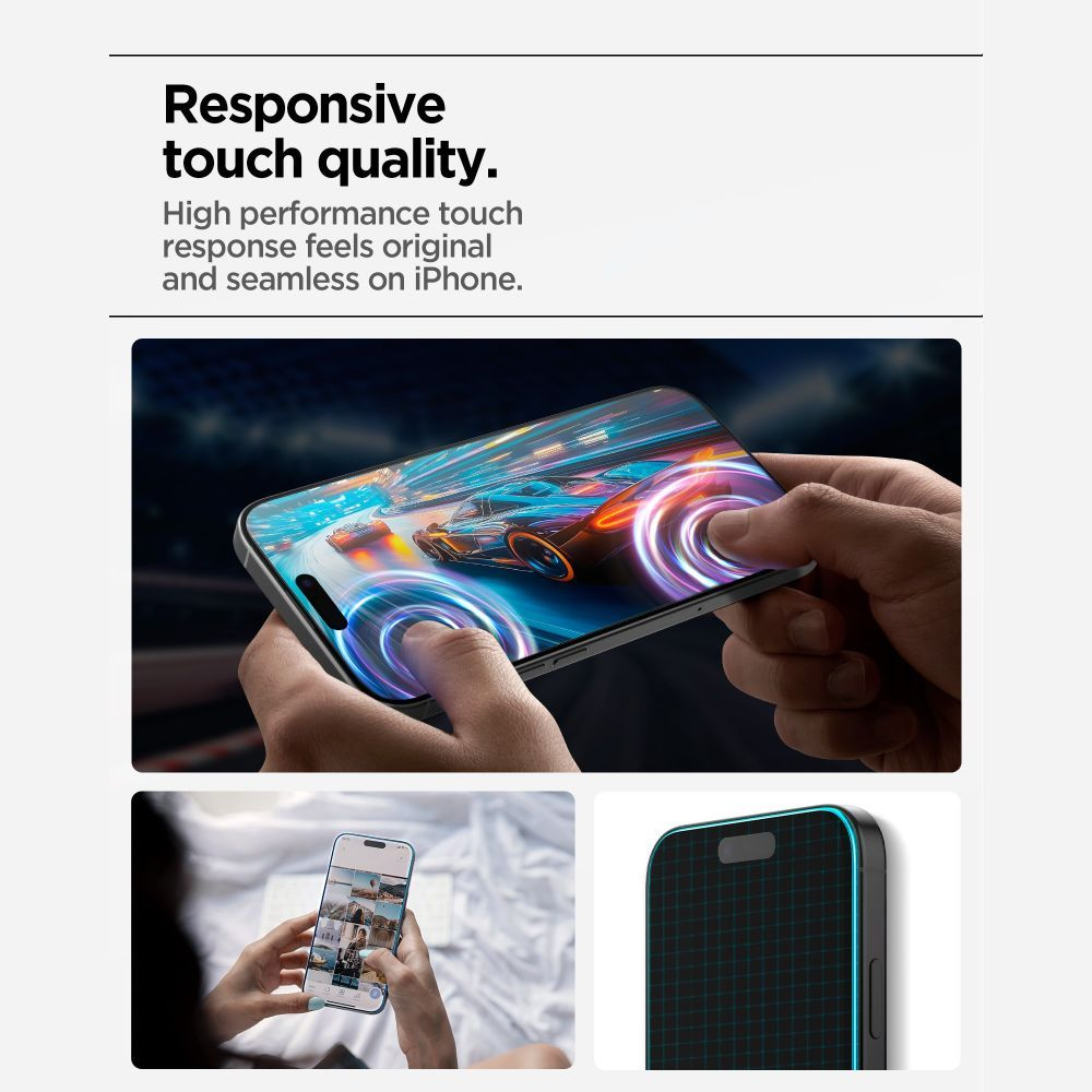 Folia ochronna na ekran Spigen GlastR Align Master Slim dla Apple iPhone 17, Hartowane szkło, Pełne klejenie, Zestaw 3 sztuki AGL10484