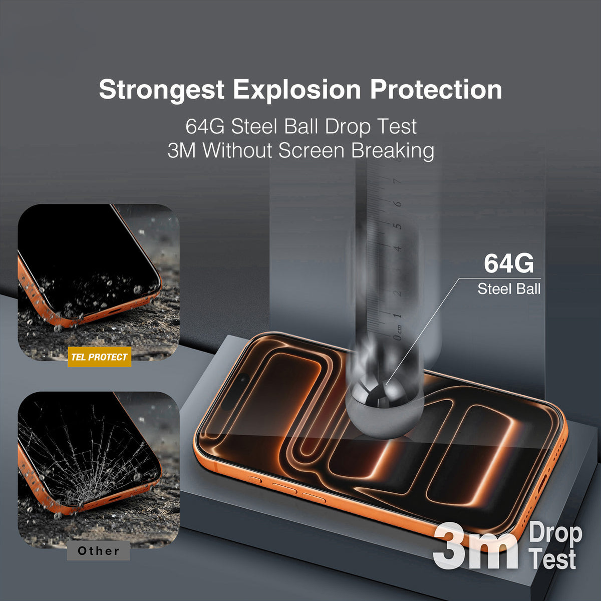 Szkło ochronne na ekran Tel Protect 10X HD DLC Diamond Coating do Apple iPhone 17 / 16 Pro, szkło hartowane, pełny klej, czarne