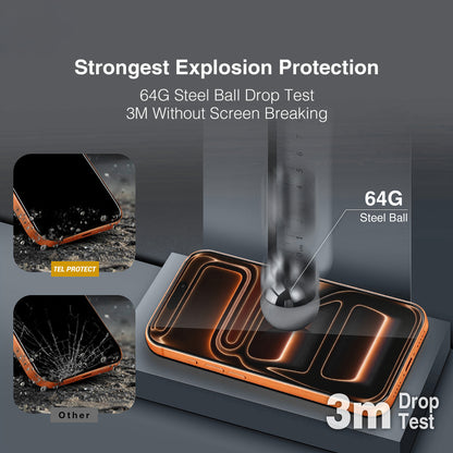Szkło ochronne na ekran Tel Protect 10X HD DLC Diamond Coating do Apple iPhone 17 / 16 Pro, szkło hartowane, pełny klej, czarne