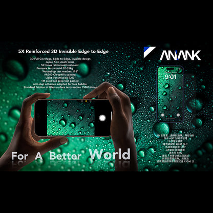 Folia ochronna na ekran Anank 5X Reinforced Invisible dla Apple iPhone 17 Air, Hartowane szkło, Full Glue, 3D, Czarna