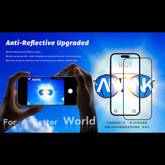 Folia ochronna na ekran Anank Anti Reflection dla Apple iPhone 17, Hartowane szkło, Full Glue, 2.5D, Czarna