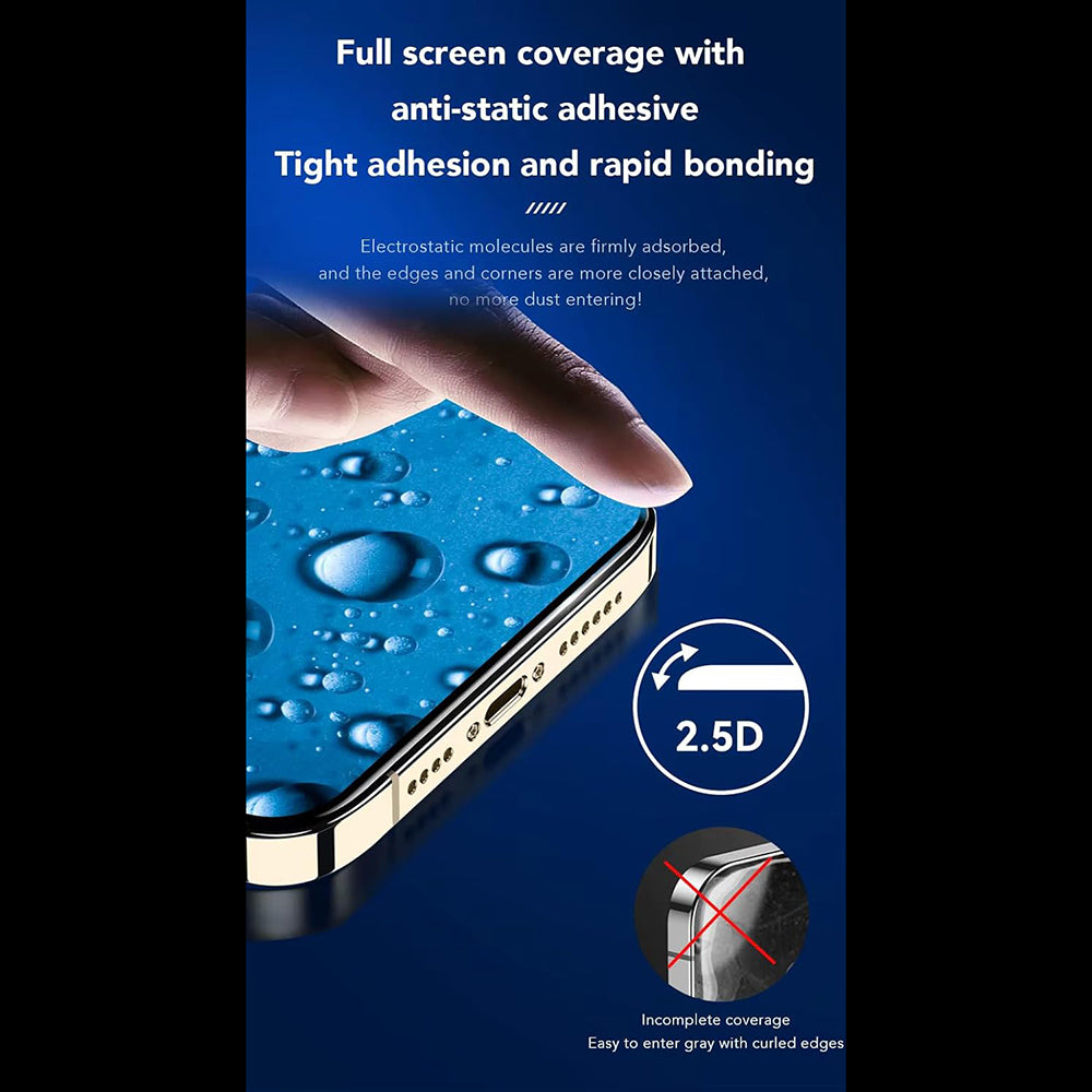 Folia ochronna na ekran Anank dla Apple iPhone 17 Pro Max, Hartowane szkło, Pełne klejenie, 2.5D, Czarna