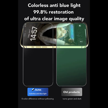 Folia ochronna na ekran Anti Blue Light Anank 3X Wzmocniona do Apple iPhone 16, Szkło hartowane, Full Glue, 2.5D, Czarna