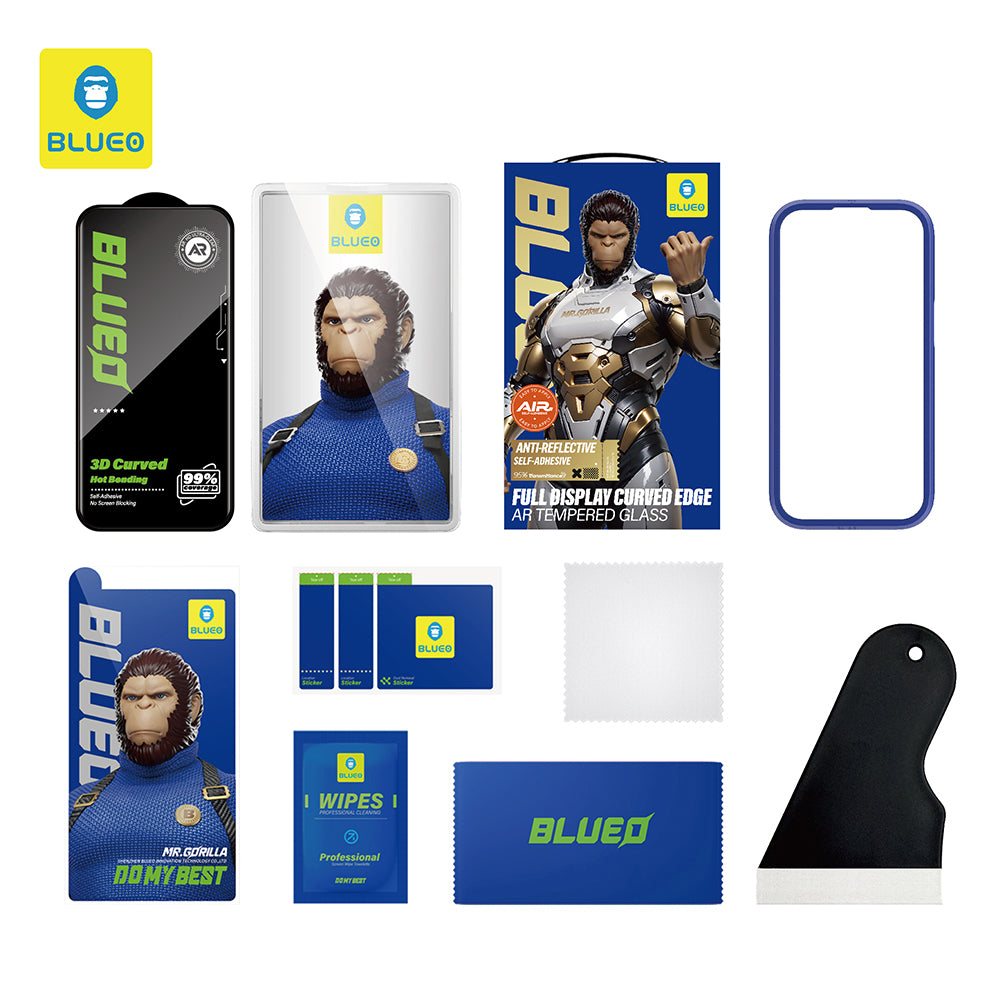 Folia ochronna na ekran Blueo AR do Apple iPhone 16 Pro, szkło hartowane, pełna klej, 3D, czarna