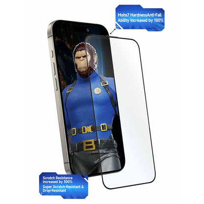Blueo Crystal Anti-Scratch Screen Protector Film with Applicator for Apple iPhone 15 Pro Max, Tempered Glass, Full Glue, Black