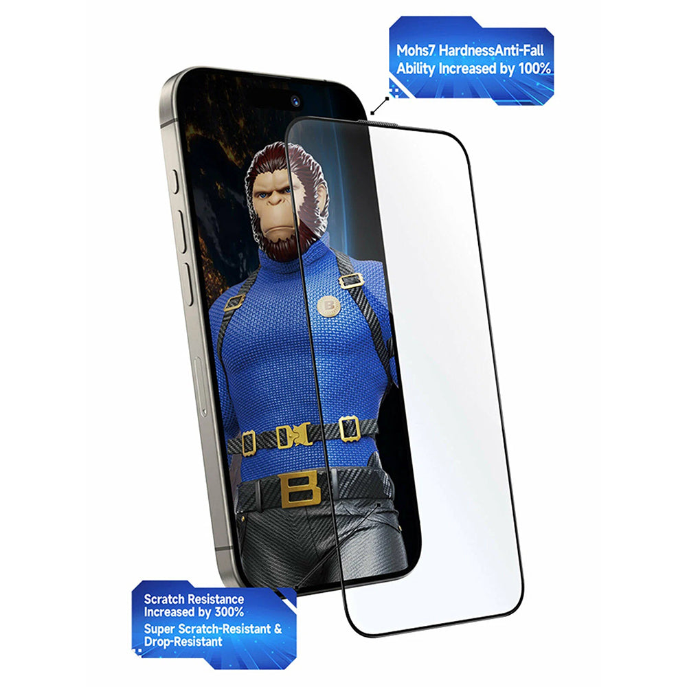 Folia ochronna do ekranu Blueo Crystal Anti-Scratch Applicator dla Apple iPhone 17 Pro / 17 / 16 Pro, Hartowane szkło, Pełne klejenie, Czarna