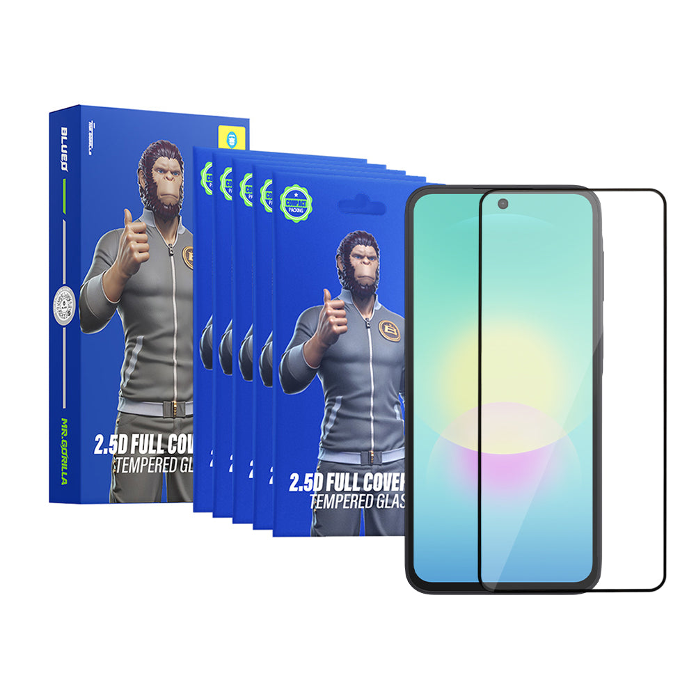 Blueo HD Screen Protector Film for Samsung Galaxy A27 5G / A57 5G / A37 5G, Tempered Glass, Full Glue, 2.5D, Set of 5 Pieces, Black