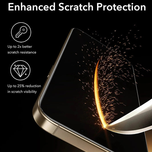 Folia ochronna ESR Corning UltraFit na ekran dla Apple iPhone 17 / 16 Pro, Hartowane szkło, Pełne klejenie, Zestaw 3 sztuki