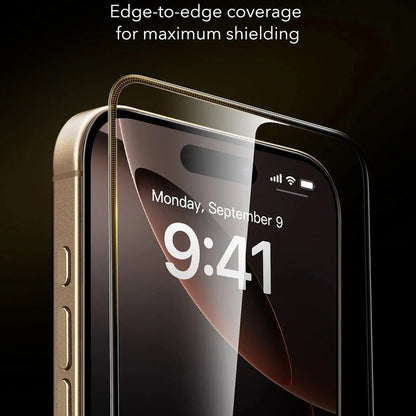 Folia ochronna ESR Corning UltraFit na ekran dla Apple iPhone 17 / 16 Pro, Hartowane szkło, Pełne klejenie, Zestaw 3 sztuki