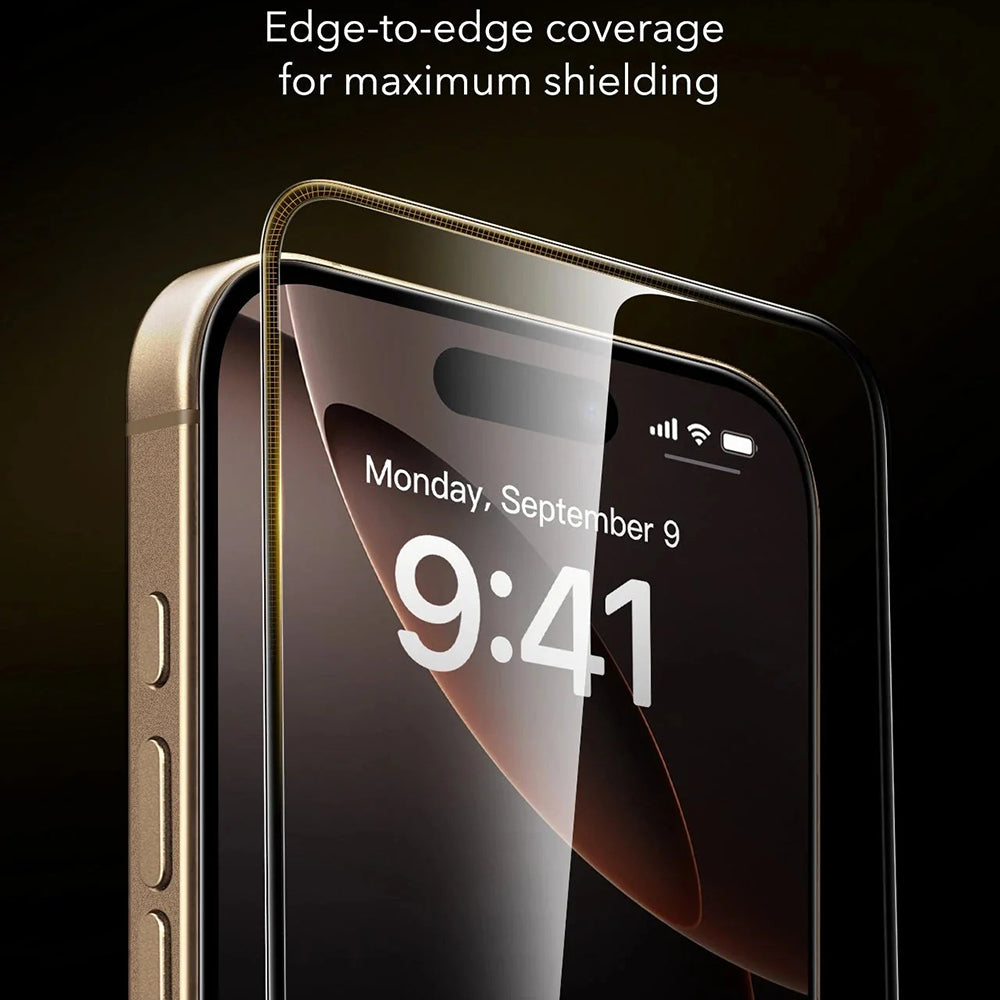 Folia ochronna ESR Corning UltraFit na ekran dla Apple iPhone 17 Pro, Hartowane szkło, Pełne klejenie, Zestaw 3 sztuki