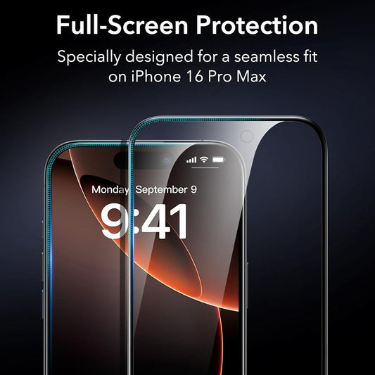 Folia ochronna ESR do ekranu Apple iPhone 17 / 16 Pro, Hartowane szkło, Pełne klejenie, Zestaw 3 sztuki