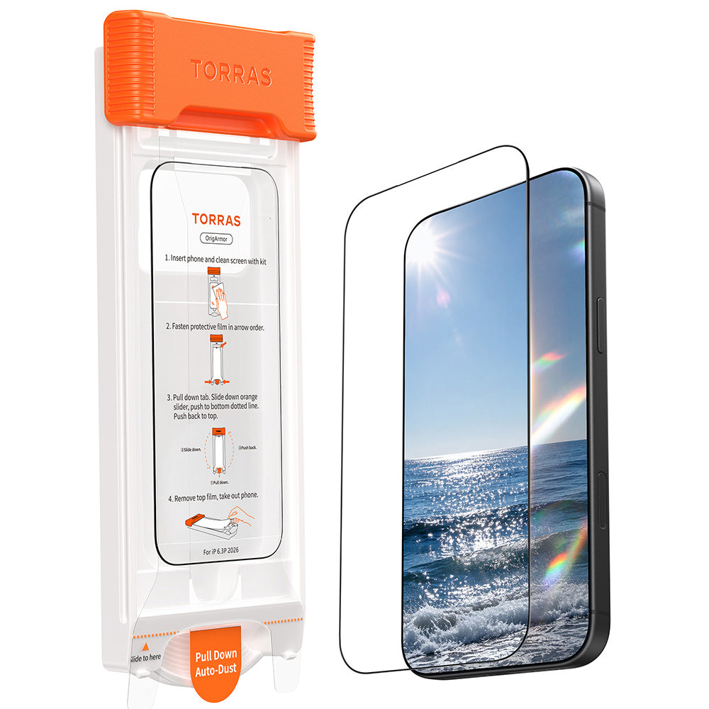 Folia ochronna na ekran Torras OrigArmor do Apple iPhone 18 Pro / 17 Pro, szkło hartowane, pełna klejność