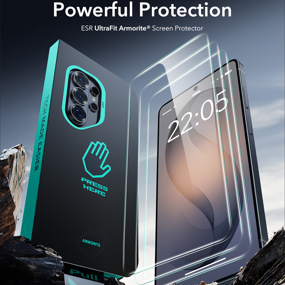 Folia ochronna ESR Armorite na ekran dla Samsung Galaxy S26 Ultra, Szkło Hartowane, Pełne Klejenie, Zestaw 2 sztuki