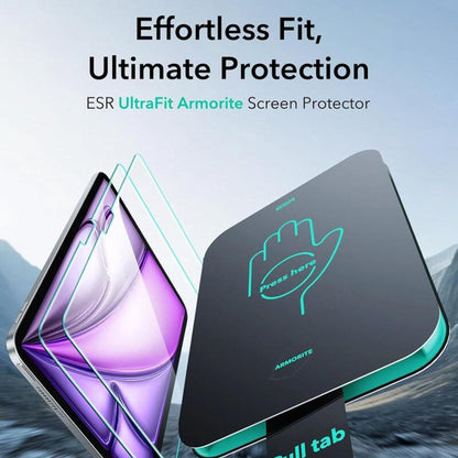 Folia ochronna ESR Armorite UltraFit na ekran dla Apple iPad Air 13 (2025) / Air 13 (2024), Hartowane szkło, Pełne klejenie, Zestaw 2 sztuki