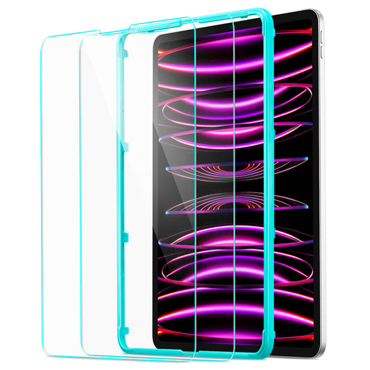 Folia ochronna ESR na ekran dla Apple iPad Pro 12.9 (2022) / Pro 12.9 (2021) / Pro 12.9 (2020), Hartowane szkło, Pełne klejenie, Zestaw 2 sztuki