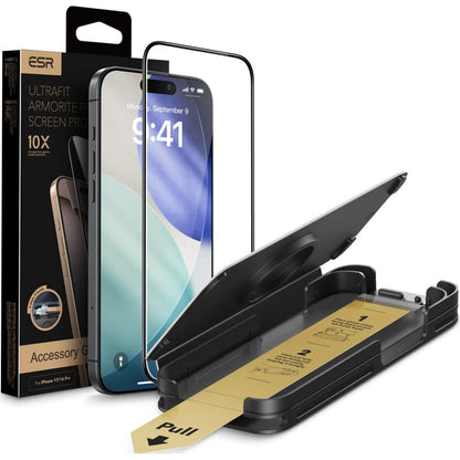 Folia ochronna do ekranu ESR UltraFit Armorite Pro dla Apple iPhone 17 Pro Max, Hartowane szkło, Pełne klejenie, Czarna