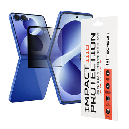 Folia ochronna na ekran zewnętrzny Privacy Techsuit do Samsung Galaxy Z Flip8 F776, szkło hartowane, pełna warstwa kleju, 111D