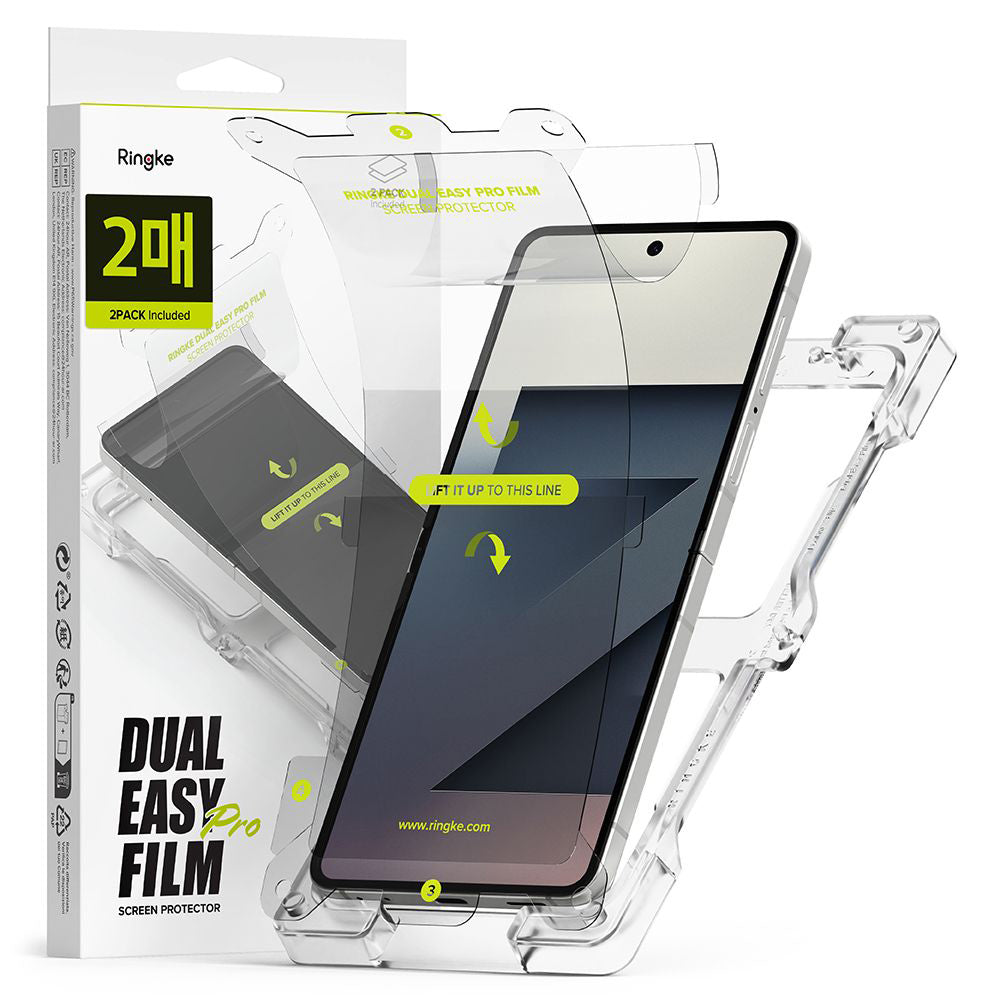 Folia ochronna Ringke Dual Easy Pro do wewnętrznego ekranu Samsung Galaxy Z Flip7 F766, Plastik, Zestaw 2 sztuki