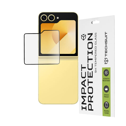 Folia ochronna na ekran zewnętrzny Techsuit do Samsung Galaxy Z Flip6 F741, szkło hartowane, pełne klejenie, 111D, czarna