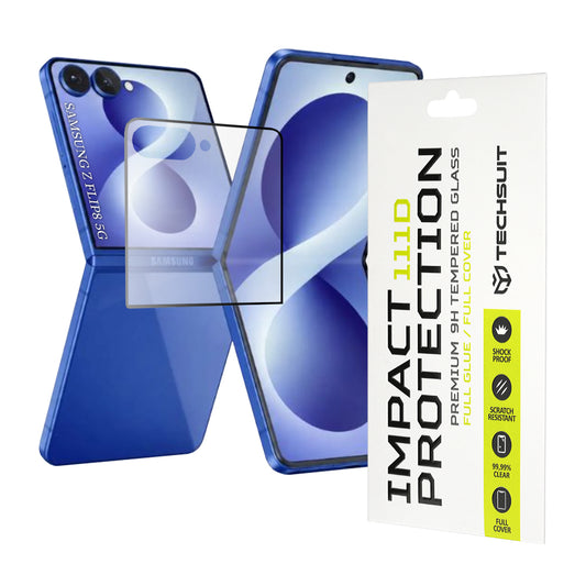 Folia ochronna na ekran zewnętrzny Techsuit do Samsung Galaxy Z Flip8 F776, szkło hartowane, pełne klejenie, 111D, czarna