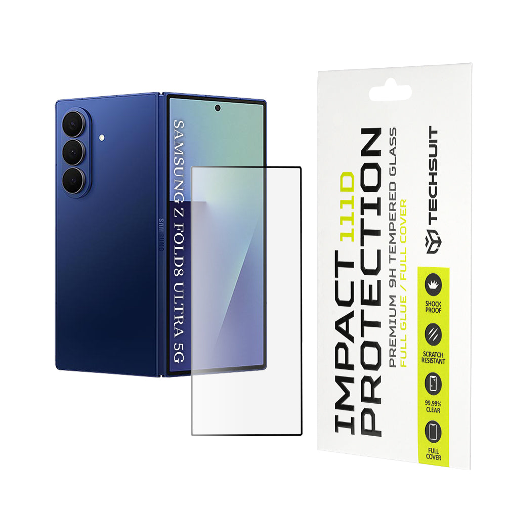 Folia ochronna na ekran zewnętrzny Techsuit do Samsung Galaxy Z Fold8 Ultra F971, szkło hartowane, pełne klejenie, 111D, czarna