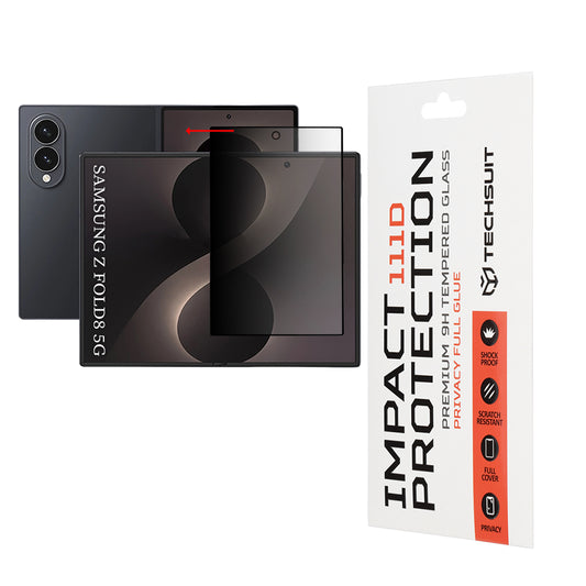 Folia ochronna na ekran wewnętrzny Privacy Techsuit do Samsung Galaxy Z Fold8 F976, szkło hartowane, pełna warstwa kleju, 111D