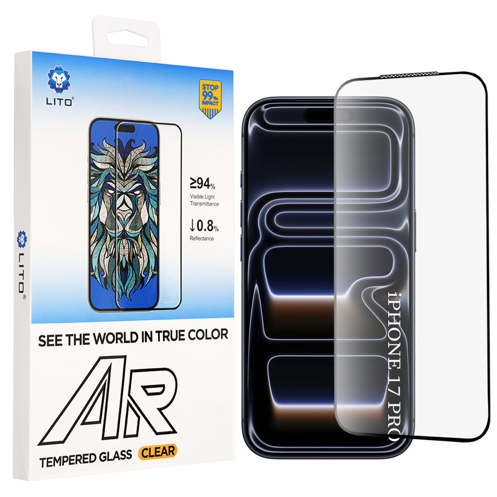 Folia ochronna na ekran Lito AR SE do Apple iPhone 18 Pro / 17 Pro, szkło hartowane, pełna warstwa kleju, czarna