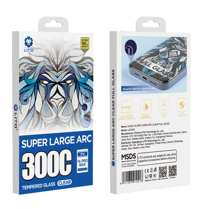 Lito D+ Max 300C Screen Protector for Apple iPhone 15 Pro Max, Tempered Glass, Full Glue