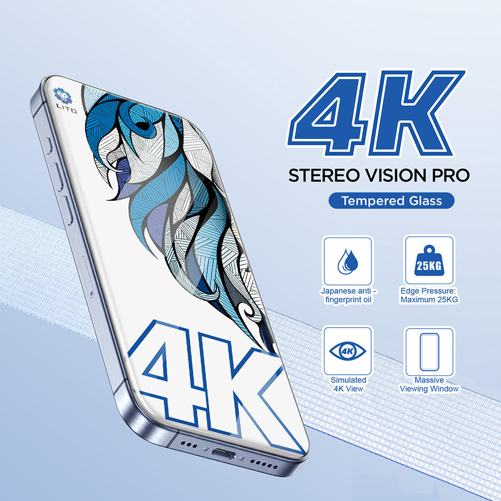 Folia ochronna na ekran Lito D+ Max 4K dla Apple iPhone 17 / 16 Pro, Szkło Hartowane, Pełne Klejenie, Czarna