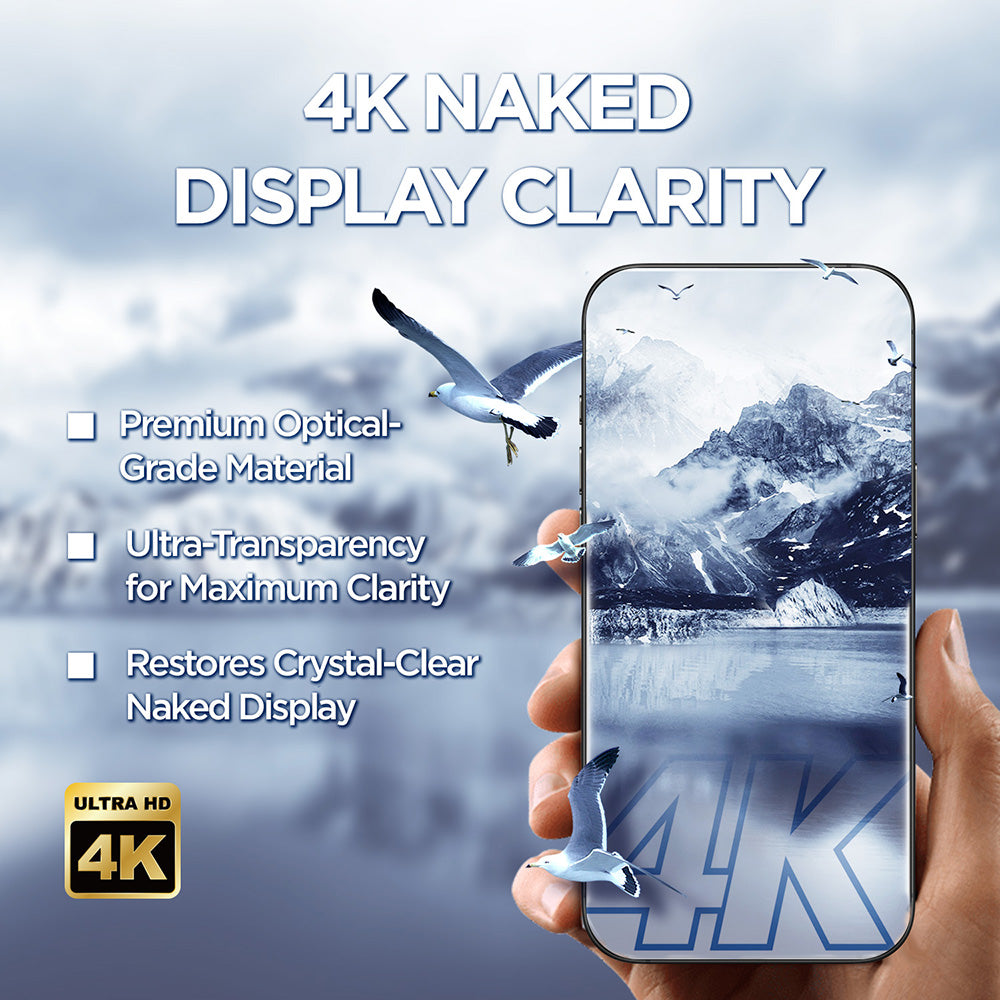 Folia ochronna na ekran Lito D+ Max 4K dla Apple iPhone 17 / 16 Pro, Szkło Hartowane, Pełne Klejenie, Czarna