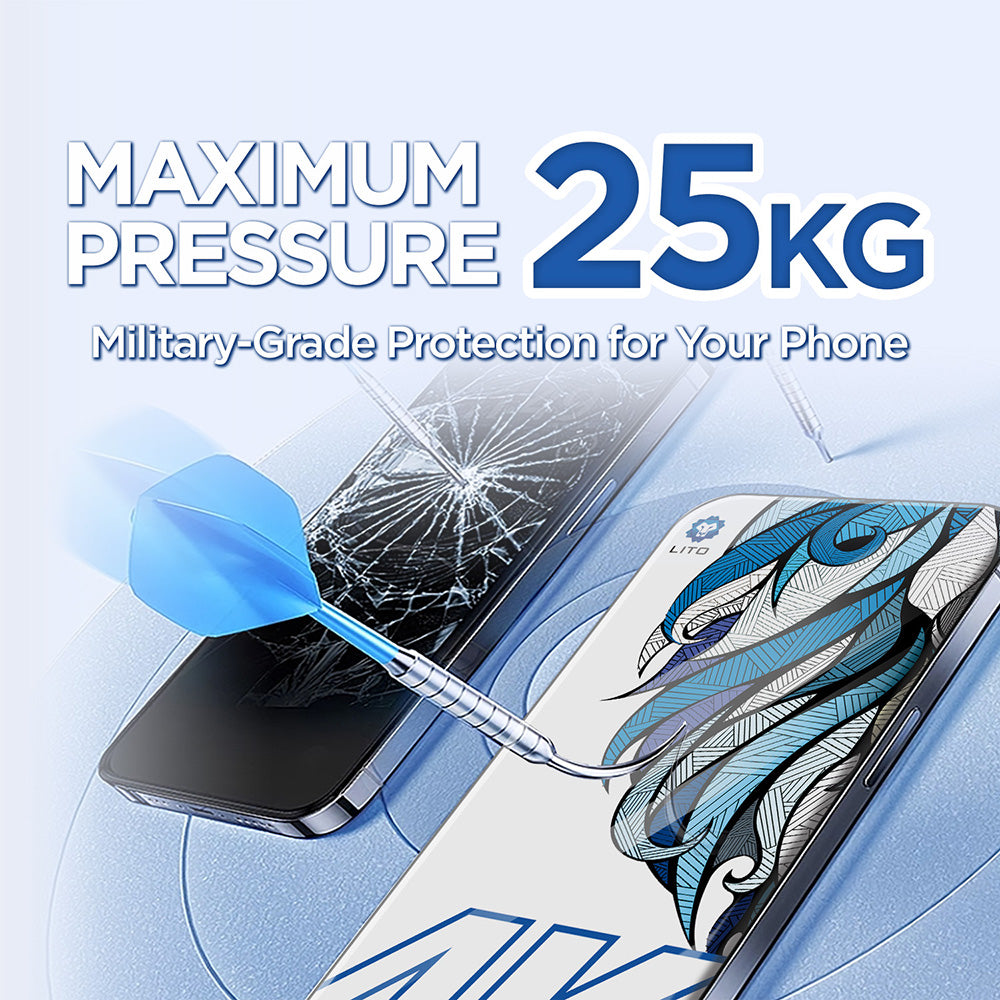 Folia ochronna na ekran Lito D+ Max 4K dla Apple iPhone 17 / 16 Pro, Szkło Hartowane, Pełne Klejenie, Czarna