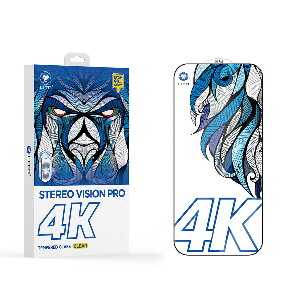 Folia ochronna na ekran Lito D+ Max 4K dla Apple iPhone 17 / 16 Pro, Szkło Hartowane, Pełne Klejenie, Czarna