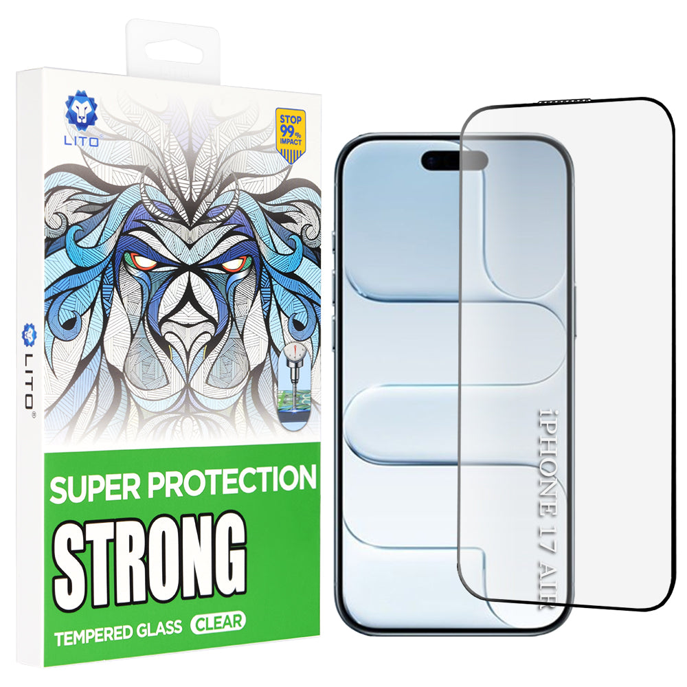 Folia ochronna na ekran Lito D+ Max Strong dla Apple iPhone 17 Air, Hartowane szkło, Pełne klejenie, Czarna