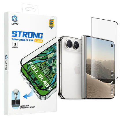 Folia ochronna na ekran zewnętrzny Lito D+ Max Strong do Apple iPhone Duo, szkło hartowane, pełna klej, czarna