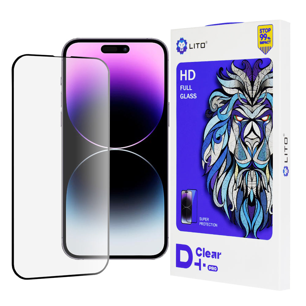 Folia ochronna na ekran Lito D+ Pro do Apple iPhone 14 Pro Max, szkło hartowane, pełna warstwa kleju, czarna