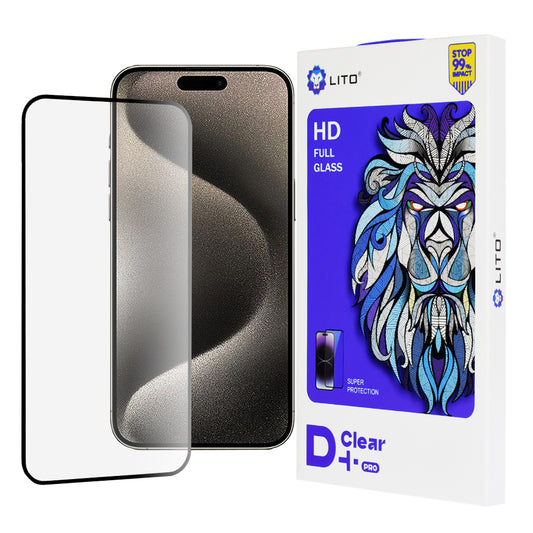 Folia ochronna na ekran Lito D+ Pro do Apple iPhone 15 Pro Max, szkło hartowane, pełna klej, czarna