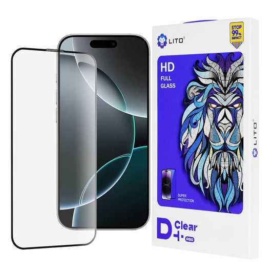 Folia ochronna na ekran Lito D+ Pro do Apple iPhone 16 Pro, szkło hartowane, pełna warstwa kleju, czarna