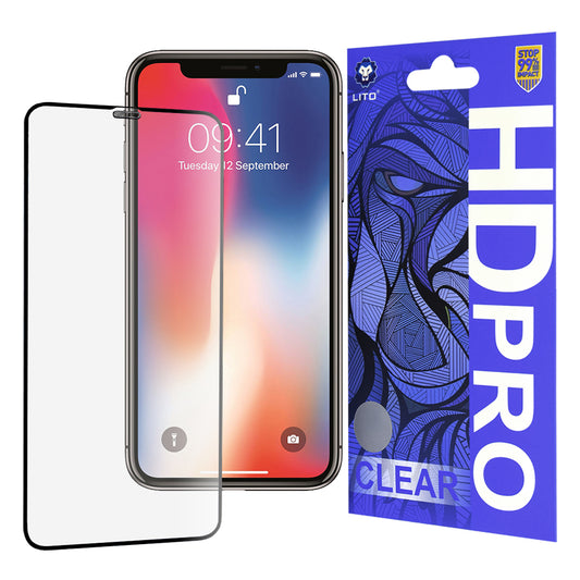 Folia ochronna na ekran Lito HD Pro Clear do Apple iPhone 11 Pro / XS / X, szkło hartowane, pełny klej, czarna