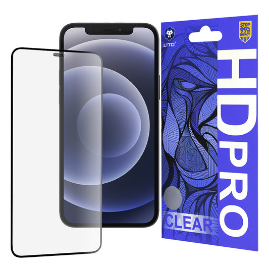 Folia ochronna na ekran Lito HD Pro Clear do Apple iPhone 12 / 12 Pro, szkło hartowane, pełny klej, czarna