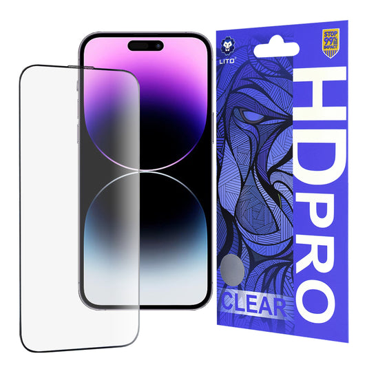 Folia ochronna na ekran Lito HD Pro Clear do Apple iPhone 14 Pro Max, szkło hartowane, pełny klej, czarna