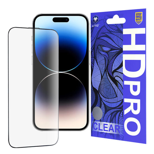 Folia ochronna na ekran Lito HD Pro Clear do Apple iPhone 14 Pro, szkło hartowane, pełny klej, czarna