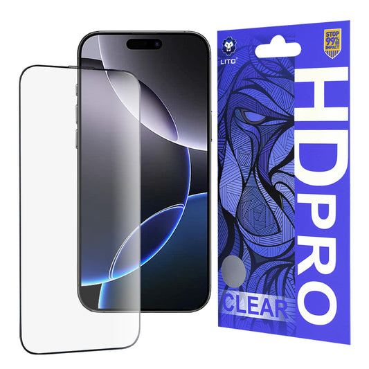 Folia ochronna na ekran Lito HD Pro Clear do Apple iPhone 16 Pro Max, szkło hartowane, pełny klej, czarna