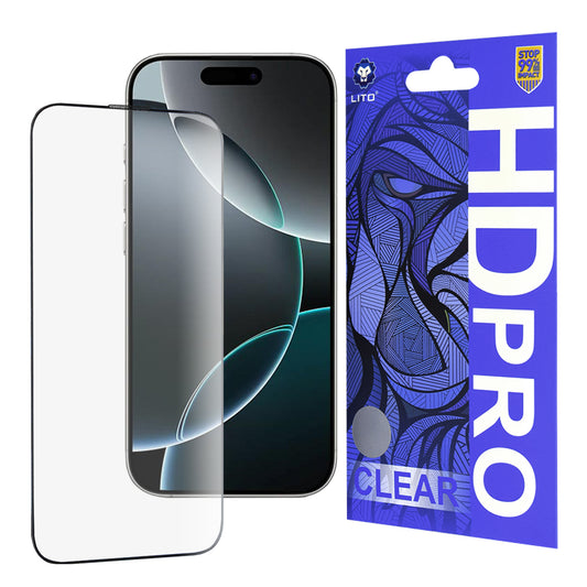 Folia ochronna na ekran Lito HD Pro Clear do Apple iPhone 16 Pro, szkło hartowane, pełny klej, czarna