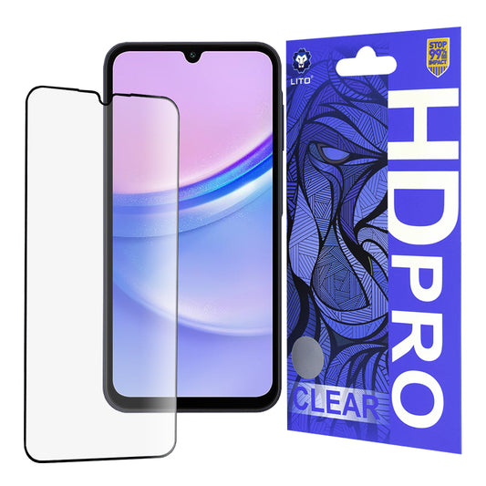 Folia ochronna na ekran Lito HD Pro Clear do Samsung Galaxy A15 5G A156 / A15 A155 / A25 A256 / A24 4G A245, szkło hartowane, pełna klej, czarna