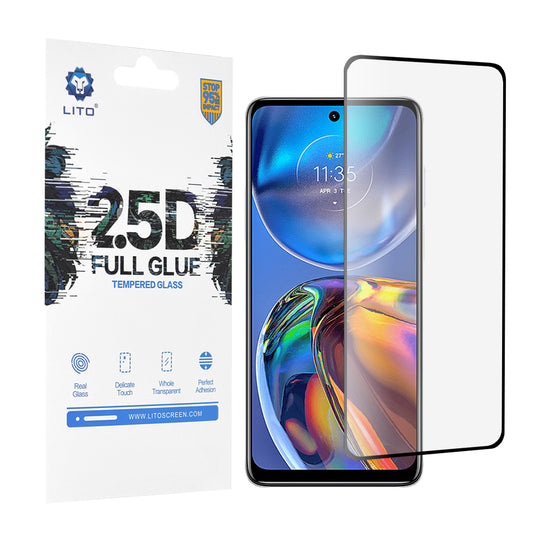 Folia ochronna na ekran Lito do Motorola Moto E32s / E32, szkło hartowane, pełna klej, 2.5D, czarna