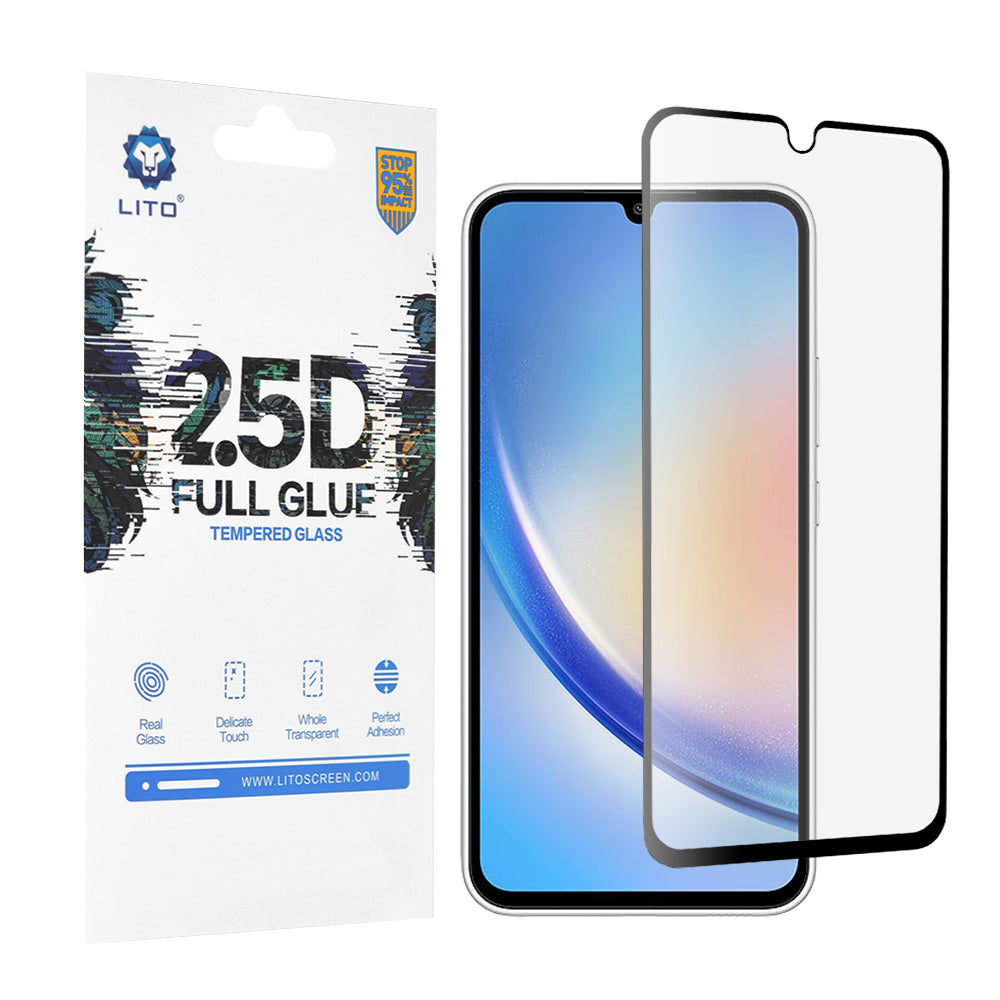 Folia ochronna na ekran Lito do Samsung Galaxy A34 A346, szkło hartowane, pełna klej, 2.5D, czarna