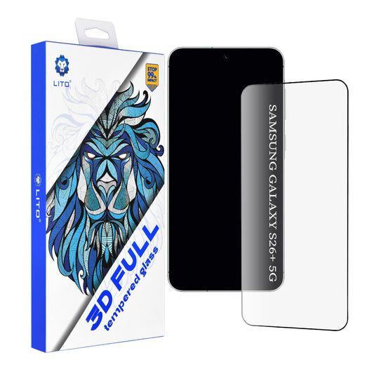 Folia ochronna na ekran Lito dla Samsung Galaxy S26 Plus, Hartowane szkło, Pełne klejenie, 3D, Czarna