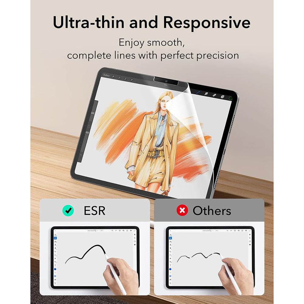 Matte ESR Paper Feel Screen Protector for Apple iPad Air 13 (2025) / Air 13 (2024), Plastic, Full Glue, Set of 2 Pieces