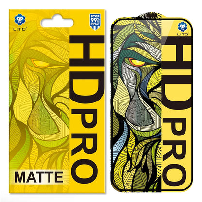 Matowa folia ochronna na ekran Lito HD Pro do Apple iPhone 16 Pro, szkło hartowane, pełna klej, czarna