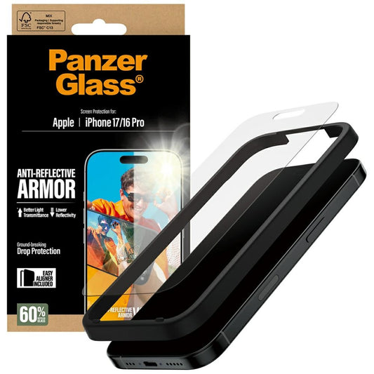 Folia ochronna Matte PanzerGlass Armor EasyAligner do Apple iPhone 17 / 16 Pro, Szkło Hartowane, Full Glue
